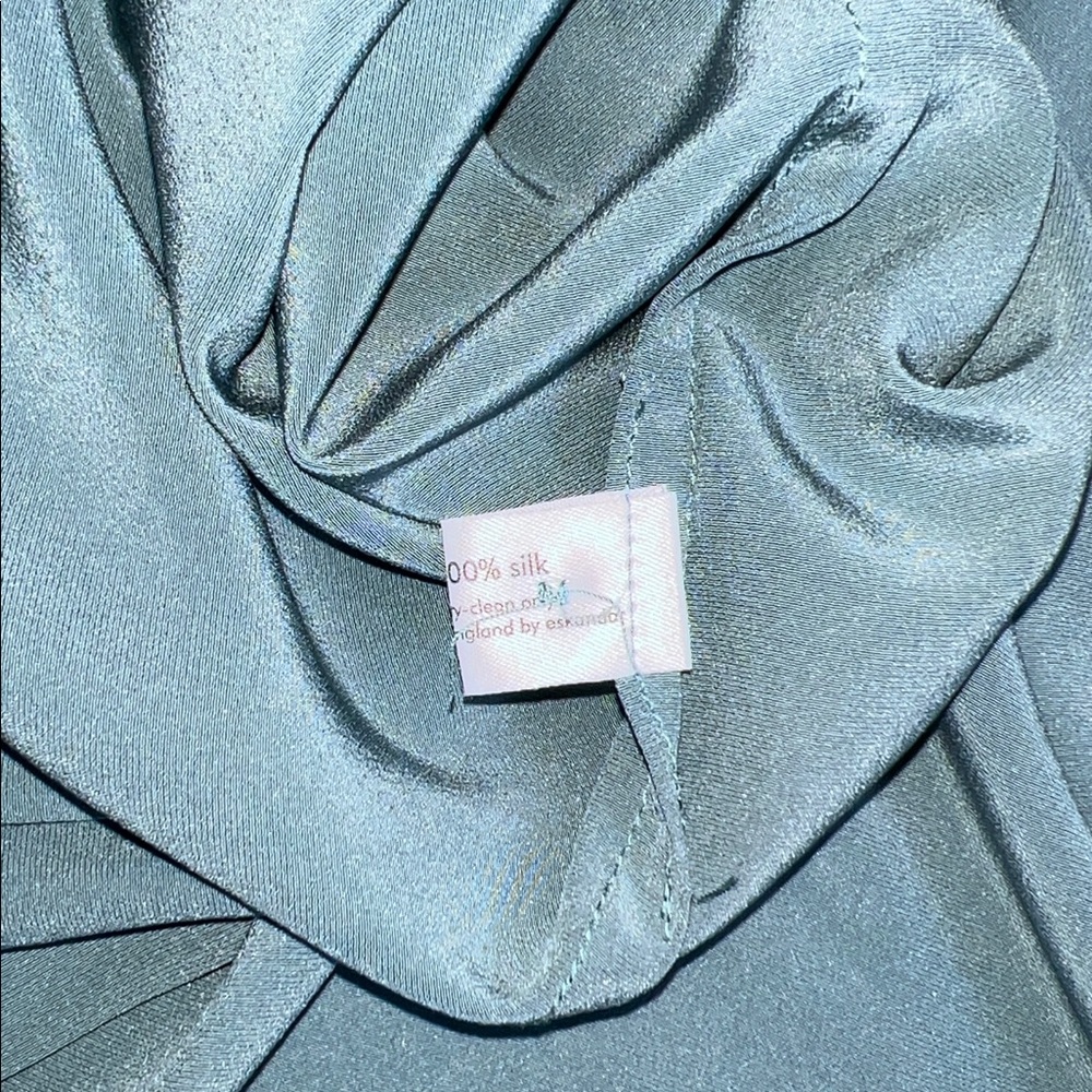 🩵NWOT ESKANDAR WOMENS 100% SILK OVERSIZED BUTTON BLOUSE IN TEAL/ BLUE SIZE 1 - Picture 11 of 11
